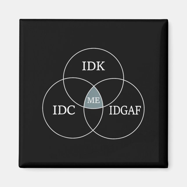 Venn Diagram Idgaf Funny Meme Science Scifi Idc Id Magnet (Front)