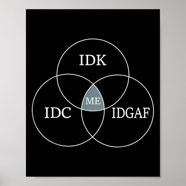 Venn Diagram Idgaf Funny Meme Science Scifi Idc Id Poster (Front)