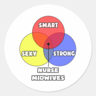Venn Diagram .. Nurse Midwives Classic Round Sticker