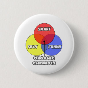 Venn Diagram .. Organic Chemists 6 Cm Round Badge