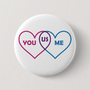 Venn Diagram Valentine - You Me Us 6 Cm Round Badge