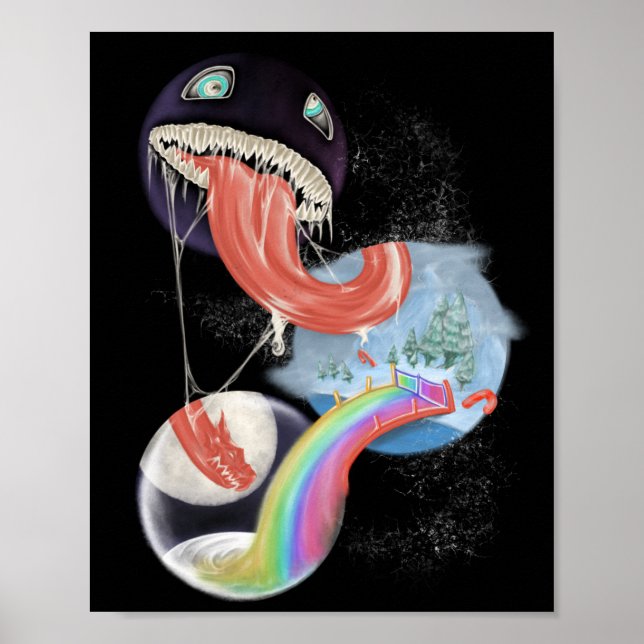 Venom look alike licking rainbow xmas world poster (Front)