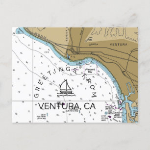 Ventura CA Nautical Chart Postcard