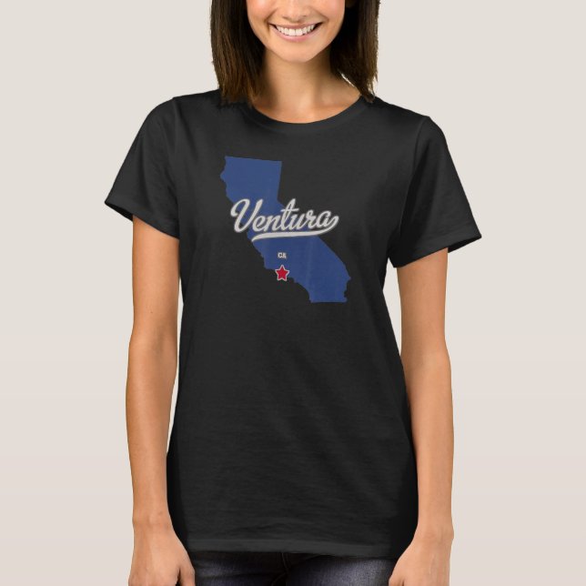 Ventura California CA Map T-Shirt (Front)
