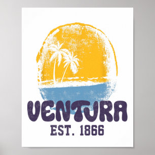 Ventura California Retro Surfer Vintage Beach For Poster