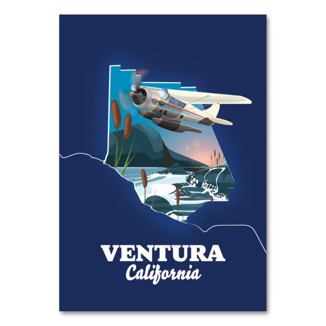 Ventura California travel map Table Number (Front)