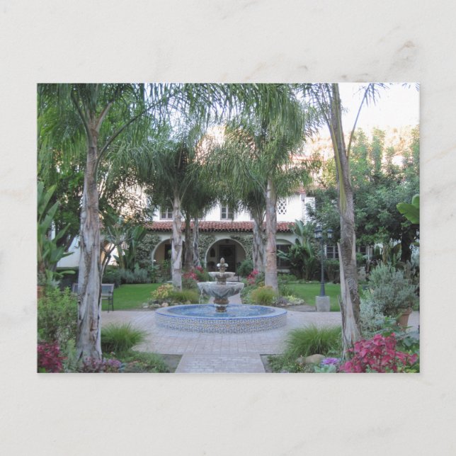 Ventura Mission Garden and Fountain Postcard (Front)