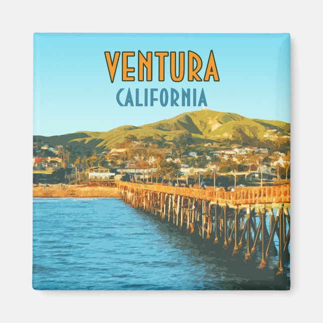 Ventura Pier Beach California Vintage Magnet (Front)