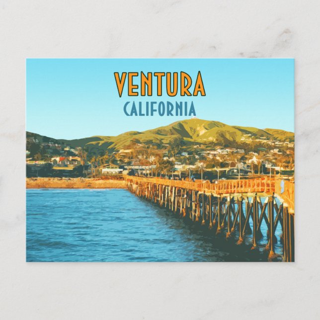 Ventura Pier Beach California Vintage Postcard (Front)