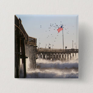 Ventura Pier Waves   El Nino 15 Cm Square Badge