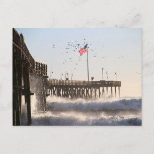 Ventura Pier Waves El Nino Postcard