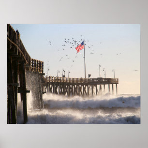 Ventura Pier Waves El Nino Poster