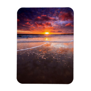 Ventura State Beach At Sunset Magnet