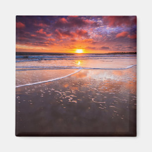 Ventura State Beach At Sunset Magnet