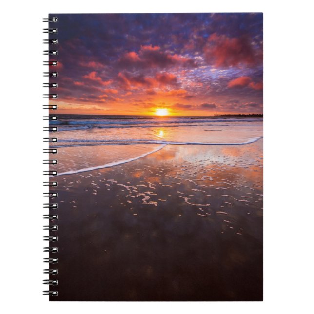 Ventura State Beach At Sunset Notebook (Front)