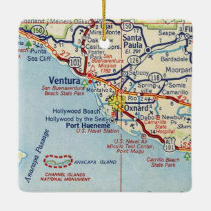 Ventura Vintage Map Ceramic Ornament
