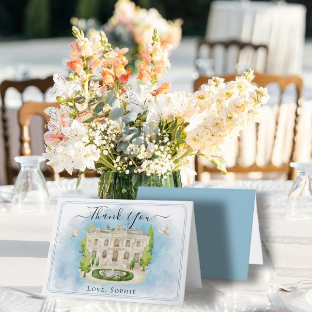 Venue fountain flower doves Wedding Thank You Card (Creator Uploaded)