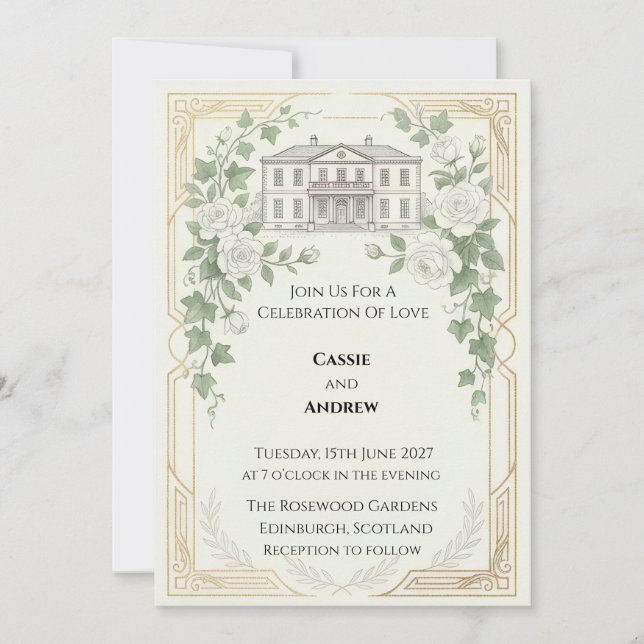 Venue Illustration Wedding Invitation (Front)