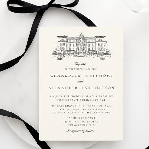 Venue, Old Money Aesthetic, Ivory Wedding Invitation