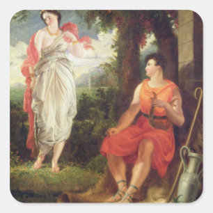 Venus and Anchises, 1826 (oil on canvas) Square Sticker