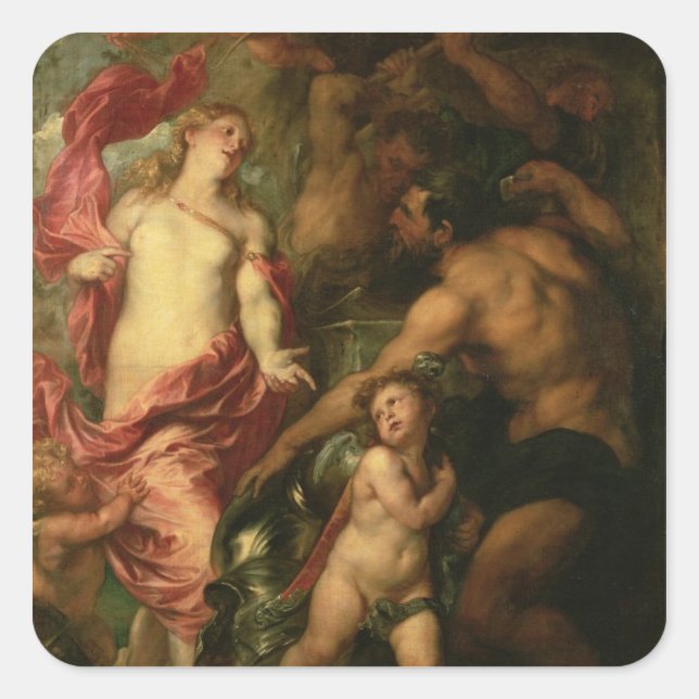 Venus asking Vulcan for the Armour of Aeneas (oil Square Sticker (Front)