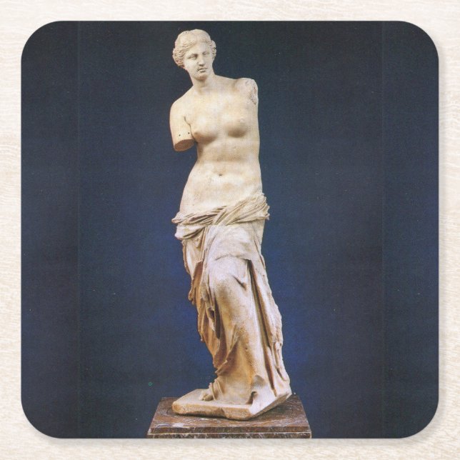 Venus de Milo Square Paper Coaster (Front)