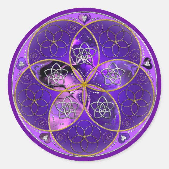 Venus Flower of Love fineART violet pink Classic Round Sticker (Front)