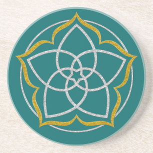VENUS FLOWER / Venusblume Lotus SILVER GOLD Coaster