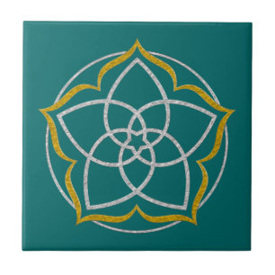 VENUS FLOWER / Venusblume Lotus SILVER GOLD Tile