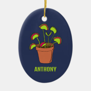 Venus Fly Trap Plant Illustration Personalised Ceramic Tree Decoration