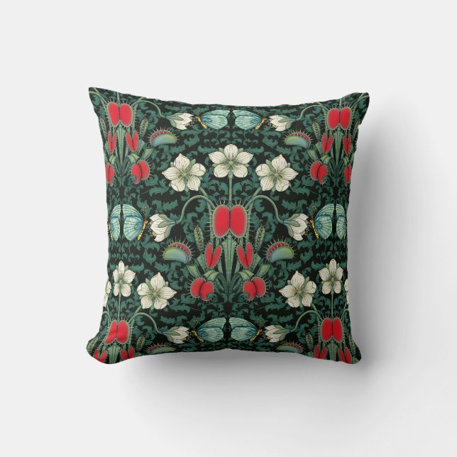 Venus Flytrap and Blue Butterfly Cushion (Front)