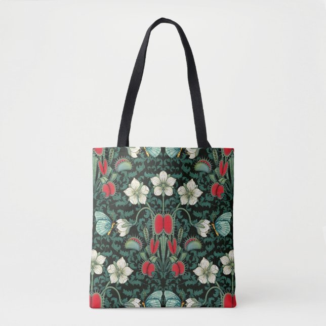 Venus Flytrap and Butterfly Tote Bag (Front)