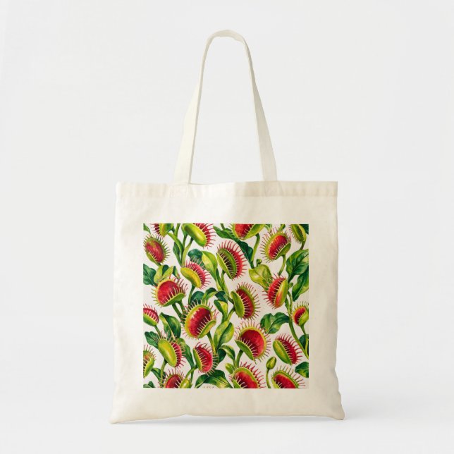 Venus Flytrap Carnivorous Plant Watercolor Tote Bag (Front)