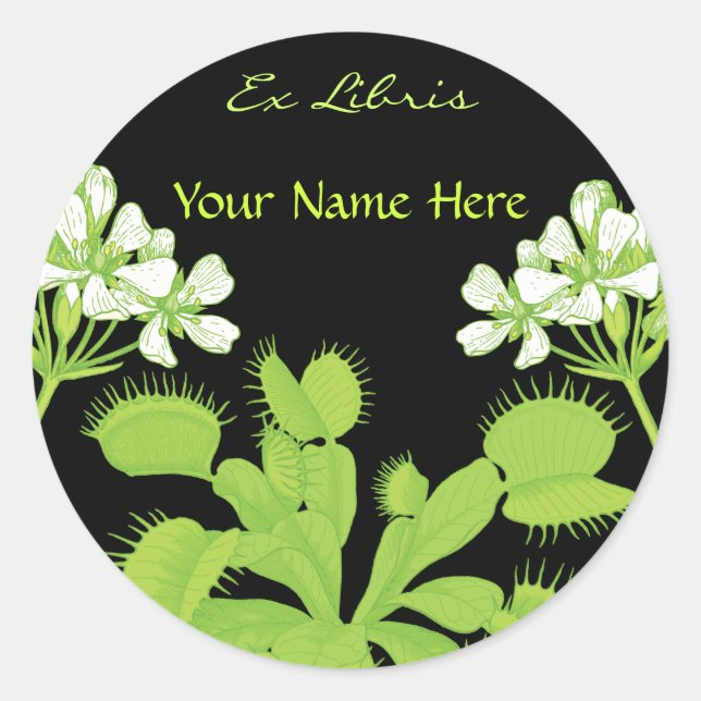 Venus Flytrap Ex Libris Classic Round Sticker (Front)