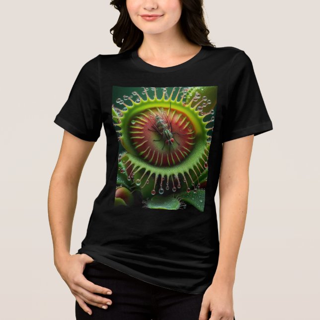 Venus Flytrap Floral Fun Weird Whimsical  Tri-Blend Shirt (Front)