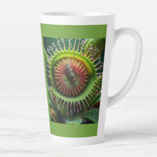 Venus Flytrap Floral Green and Red  Latte Mug