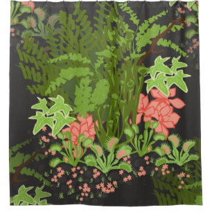 venus flytrap floral shower curtain