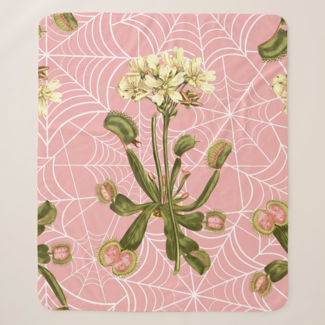 venus flytrap floral spider web sherpa blanket (Front)