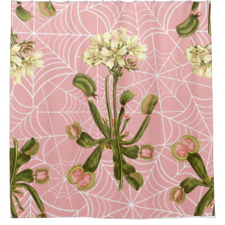 venus flytrap floral spider web shower curtain