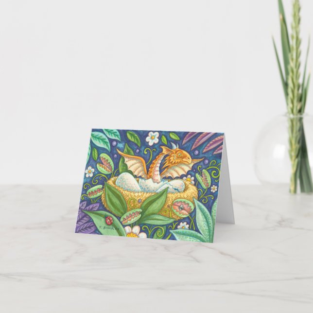 Venus Flytrap HATCHING DRAGON NOTE CARD Blank (Front)