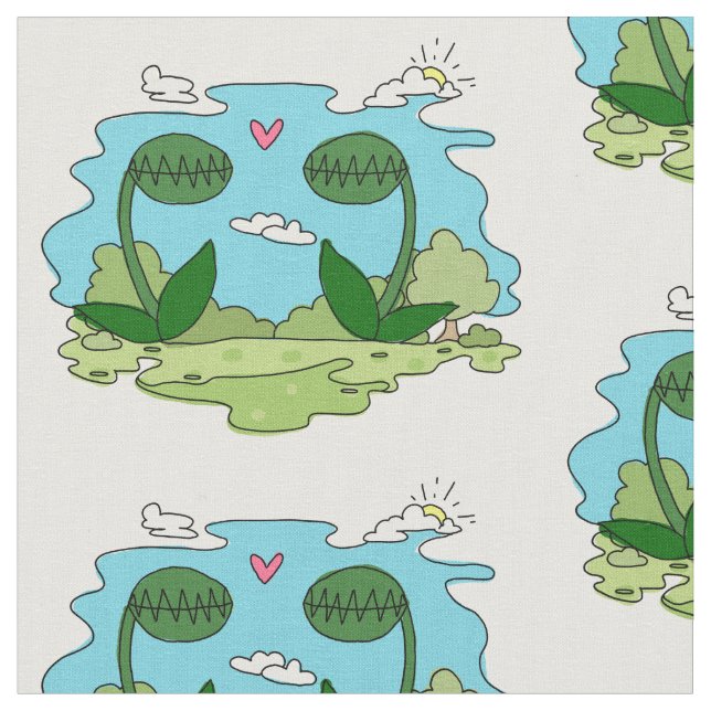 venus flytrap love fabric (Close Up)