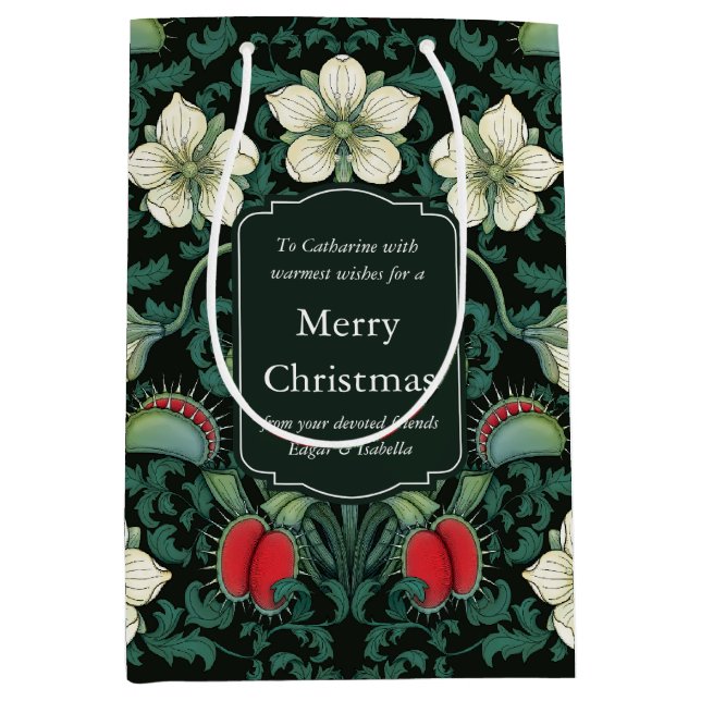 Venus Flytrap Personalised Victorian Holiday Medium Gift Bag (Front)