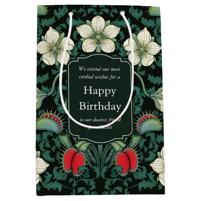 Venus Flytrap Personalised Victorian Medium Gift Bag (Front)
