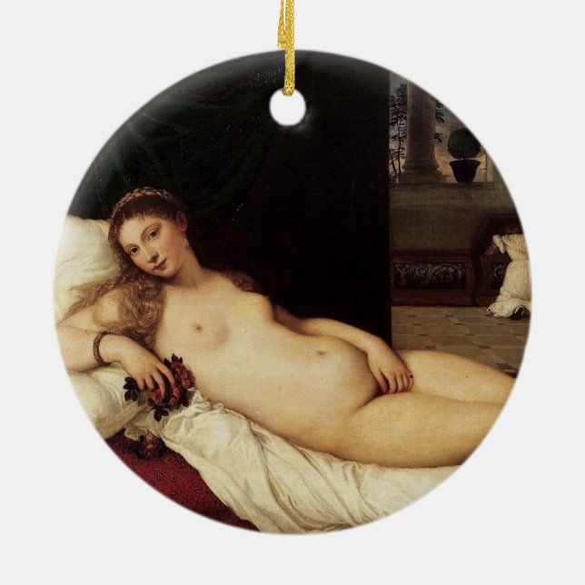 Venus of Urbino Titian 1538 Venice Ceramic Tree Decoration (Back)