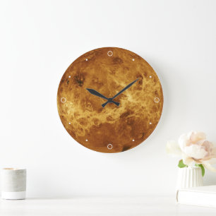 Venus Planet Solar System Libra Love Orange Large Clock