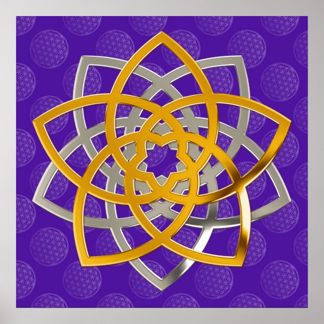 Venusblume Duo GoldSilver | flower of life pattern Poster (Front)