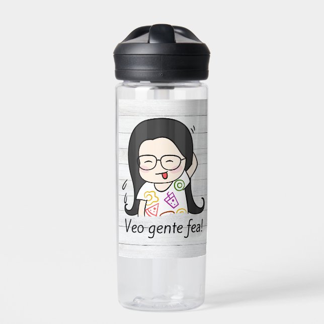 veo gente fea water bottle (Front)