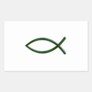 ver 01 - Jesus Fish - Clear Background Rectangular Sticker