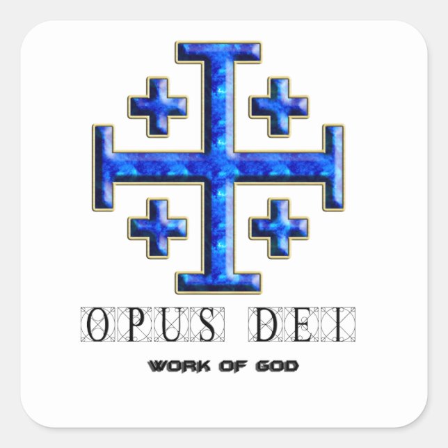 Ver 4 – Jerusalem Cross – Opus Dei - Clear Back Square Sticker (Front)