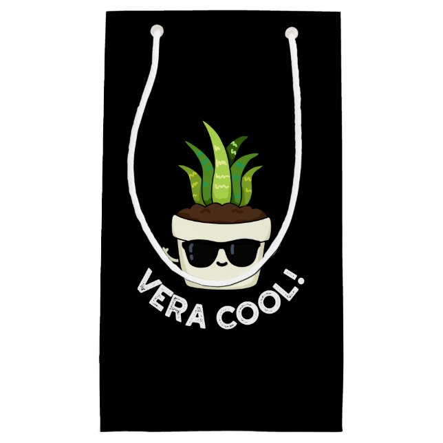 Vera Cool Funny Aloe Vera Pun Dark BG Small Gift Bag (Front)